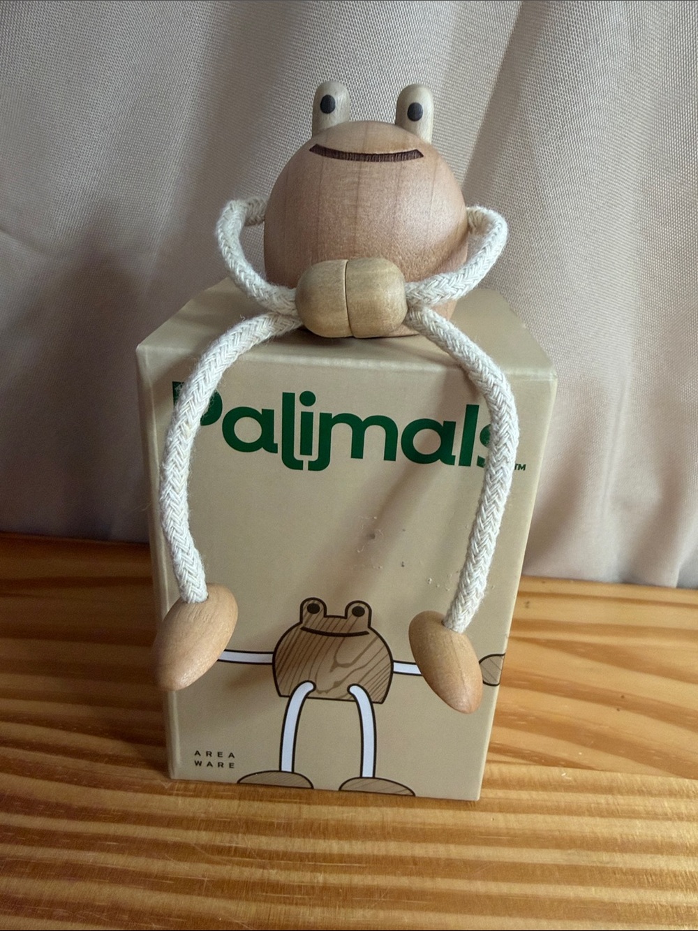 Areaware Palimals Frog Wooden Toy Figurine - Natural Wood NIB